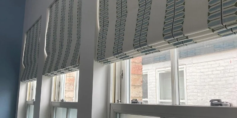 Made to measure Roman blinds dressing windows in a London home